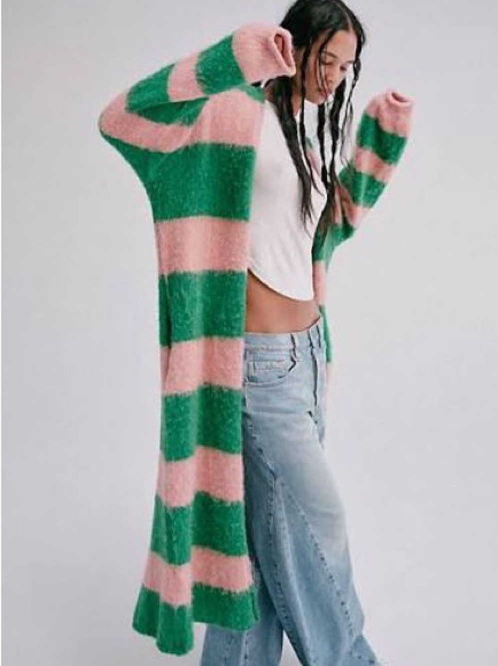 Free People Mantra Cardigan - Pink & Green